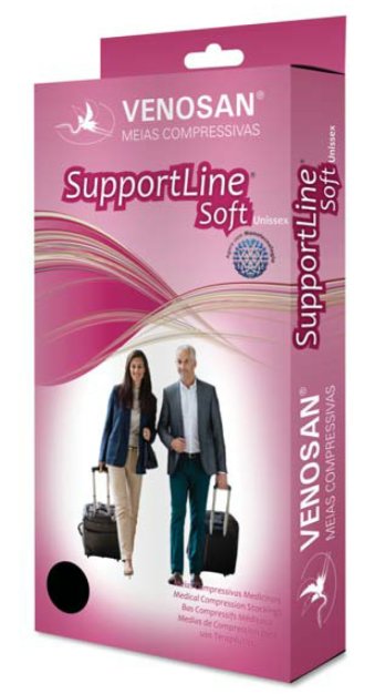 meia supportline soft ad 18-22 mmhg (m) unissex pe fechado preto - venosan