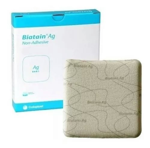 curativo biatain silicone ag espuma com prata adesivo 10x10 - coloplast