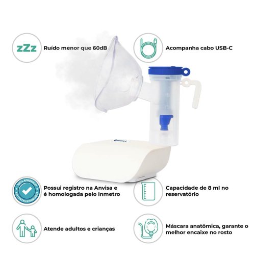 nebulizador inalador de ar comprimido adulto e infantil - dellamed